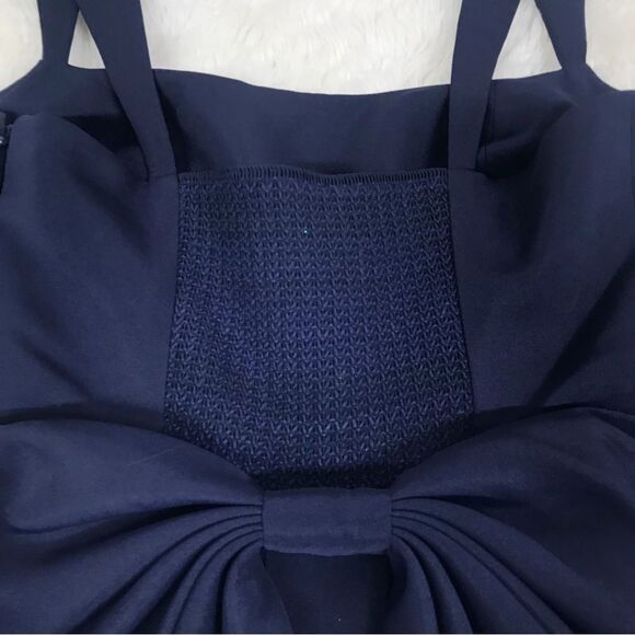 SACHIN + BABI Blaine Taffeta Square Neck Bow Train Mini Dress BHLDN Navy New 4 - Picture 7 of 12
